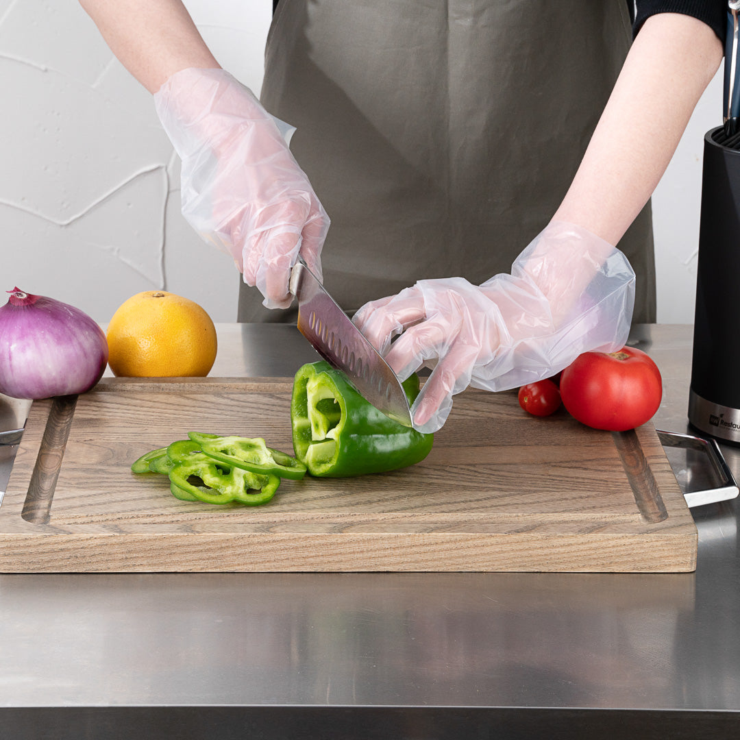 Eco Serve Clear Plastic Medium Compostable Gloves - Powder-Free - 11" x 9" - 100 count box